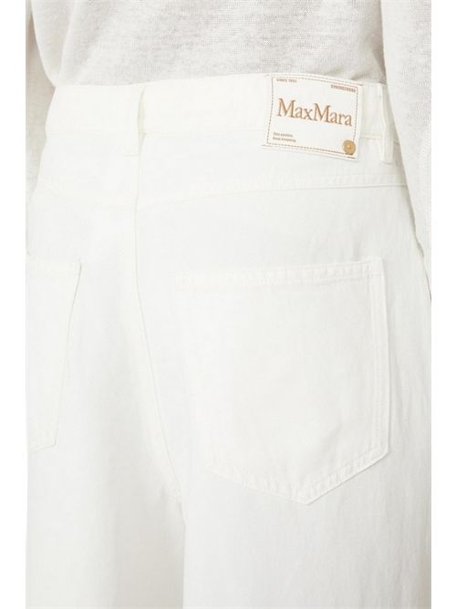 pantalone donna aloa in lino bianco MaxMara S | SMMALOA001